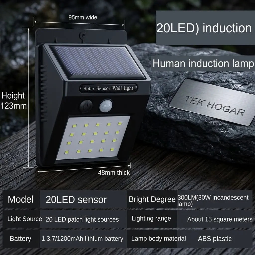 Foco 20 Led Solar Con Sensor Movimiento TEK HOGAR